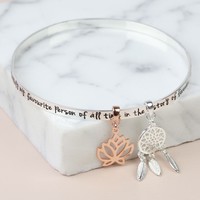 Silver 'My Favourite Person... ' Meaningful Words Charm Bangle